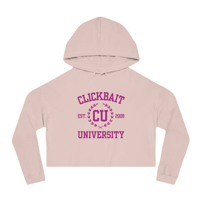 Clickbait University Women’s Cropped Hooded Sweatshirt - Trendy Casual Wear for Students