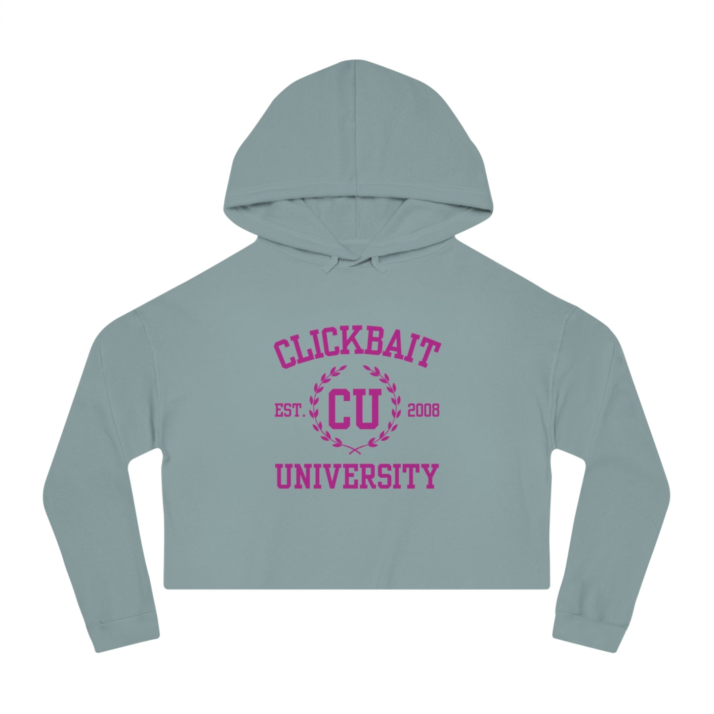 Clickbait University Women’s Cropped Hooded Sweatshirt - Trendy Casual Wear for Students