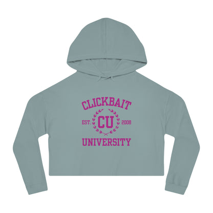 Clickbait University Women’s Cropped Hooded Sweatshirt - Trendy Casual Wear for Students