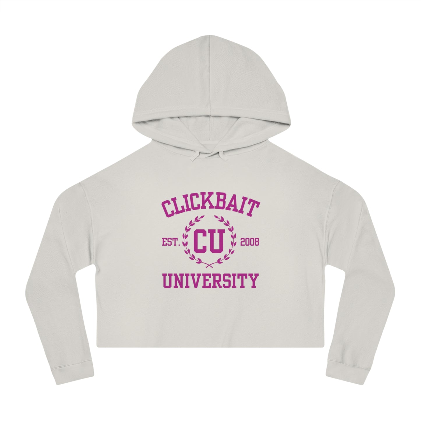 Clickbait University Women’s Cropped Hooded Sweatshirt - Trendy Casual Wear for Students