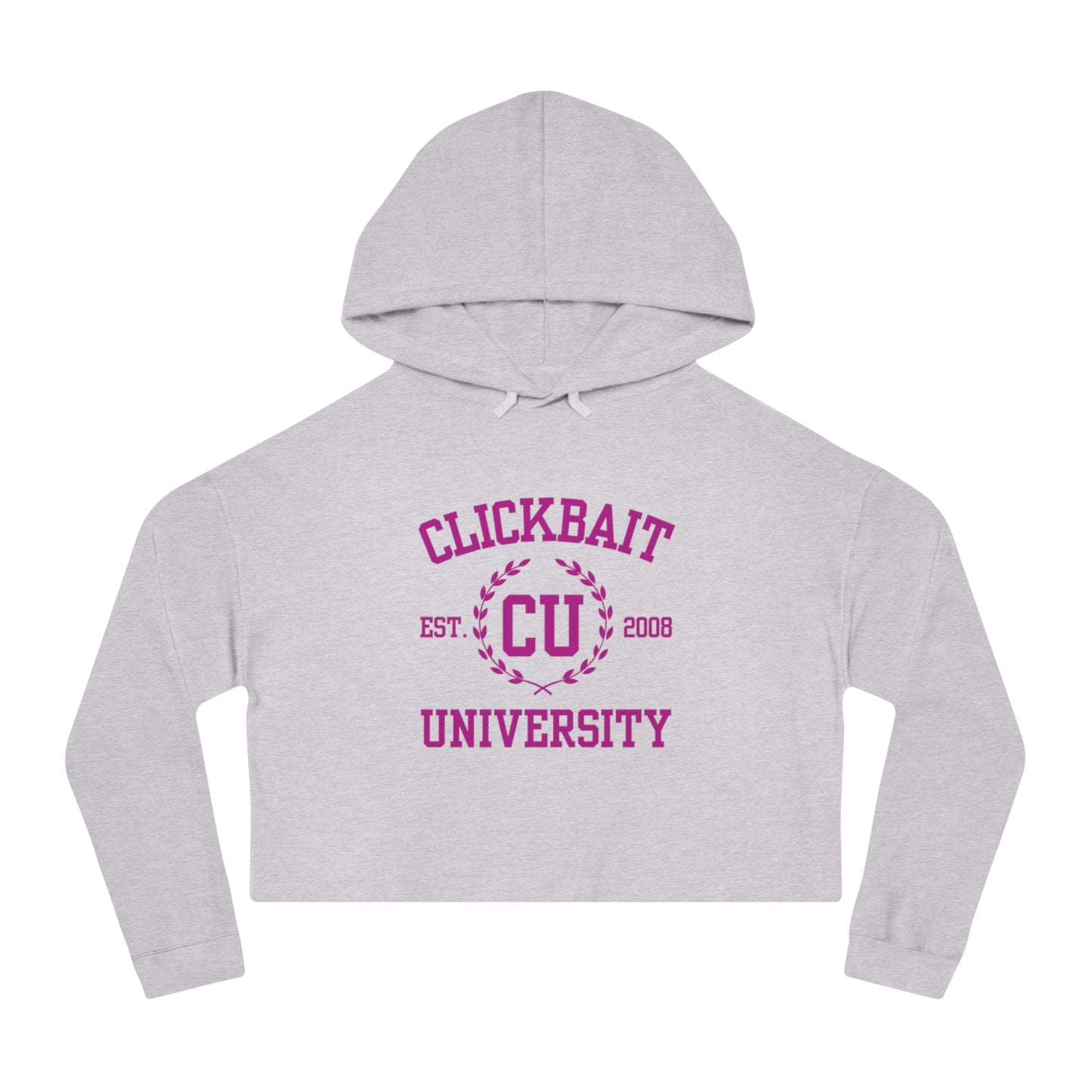 Clickbait University Women’s Cropped Hooded Sweatshirt - Trendy Casual Wear for Students