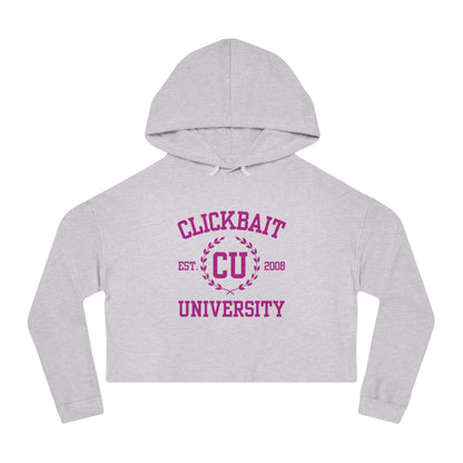 Clickbait University Women’s Cropped Hooded Sweatshirt - Trendy Casual Wear for Students