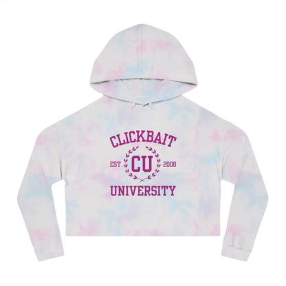 Clickbait University Women’s Cropped Hooded Sweatshirt - Trendy Casual Wear for Students