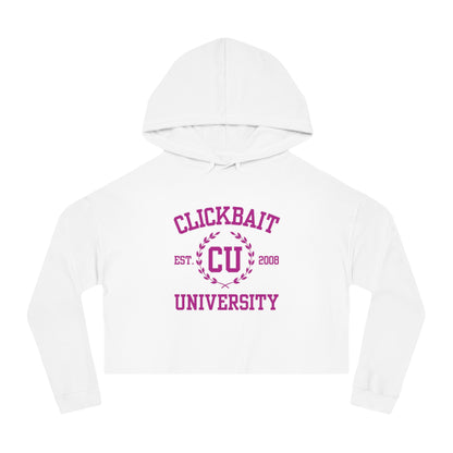 Clickbait University Women’s Cropped Hooded Sweatshirt - Trendy Casual Wear for Students