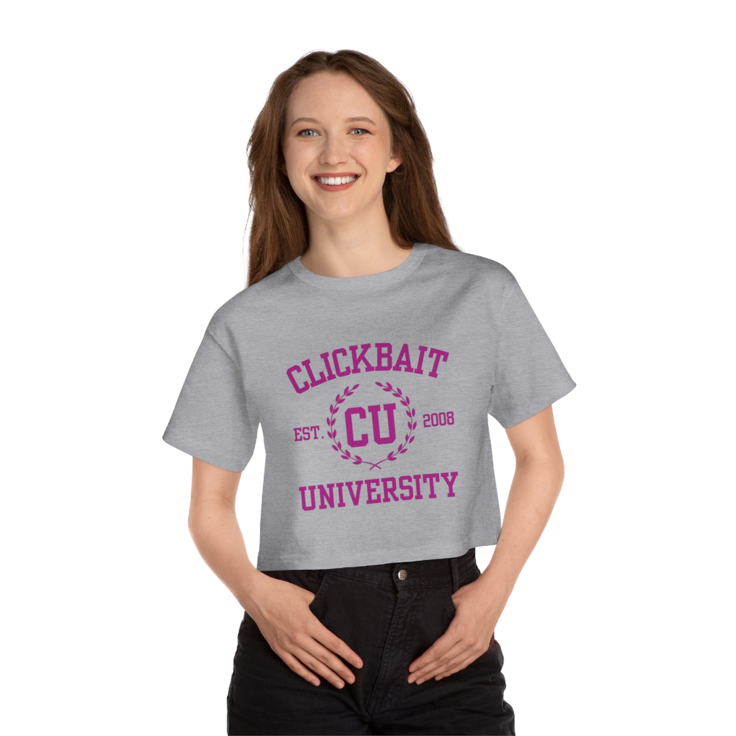 Clickbait University Women's Cropped T-Shirt - Stylish Casual Tee for Campus Life