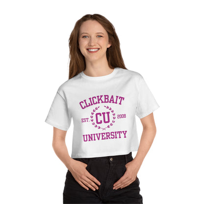 Clickbait University Women's Cropped T-Shirt - Stylish Casual Tee for Campus Life